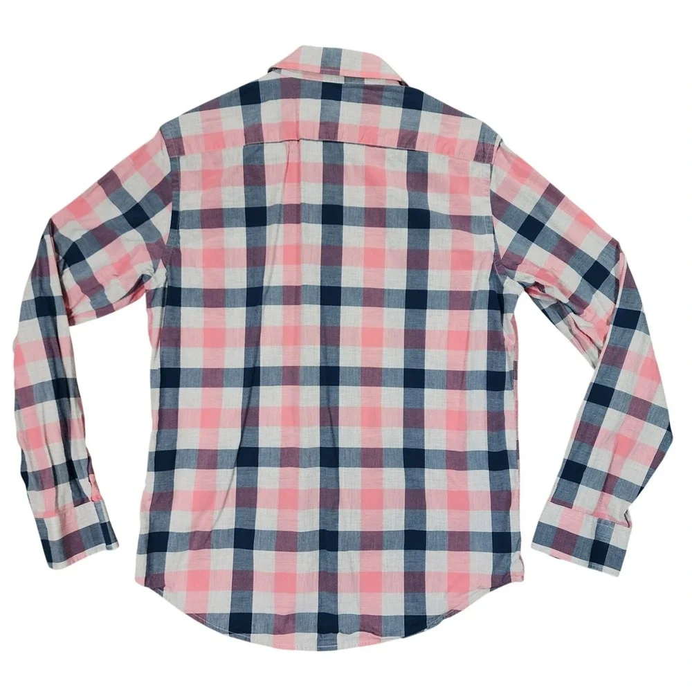 Banana Republic Button Up‎ Shirts S Men Lot 2 Buffalo Plaid Blue Pink Slim Fit
